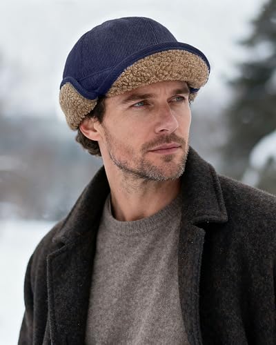 CLAPE Russian Trapper Ushanka Hat Eskimo Warm Pilot Cap Hats Earflaps Baseball Cap Visor Dad Hat for Outdoor Skiing - color: Dj05-blue
