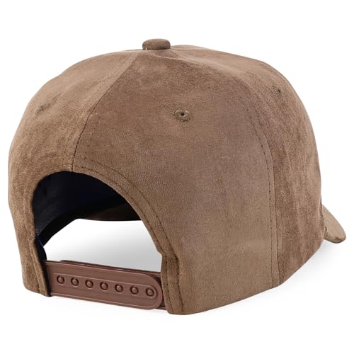 Trendy Apparel Shop 5 Panel Structured Soft Suede Snapback Ball Cap - color: Brown