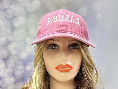 Family Titles Baseball Hat for Grandparents Parents, Relatives Gift - color: Abuela (Washed Pink)