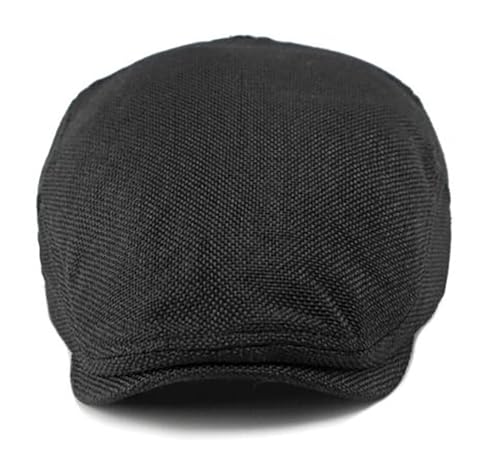 DIYDECAL Mens Flat Cap Newsboy Cap Adjustable Ivy Driving Scally Hat for Men Women - color: Black