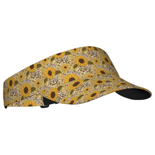 Adjustable Lightweight Open Top Sports Sun Visor Hat Cap for Golf Tennis - color: Yellow Sunflower Cow Print
