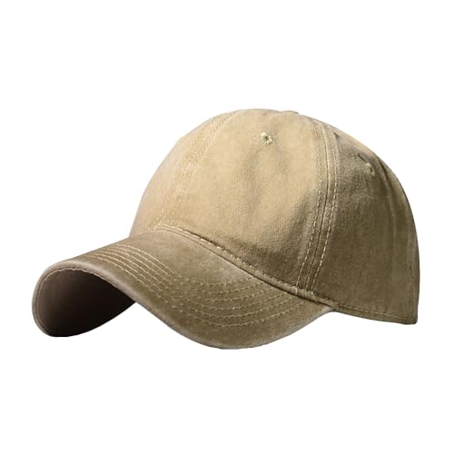 Classic Vintage Distressed Baseball Cap, Washed Cotton, Adjustable Fit - color: B-kahki