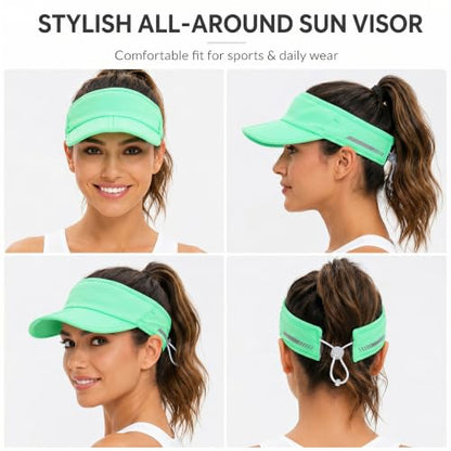 Sun Visor Caps Foldable Brim Adjustable Visor Hats for Women Men - color: 2# Mintgreen