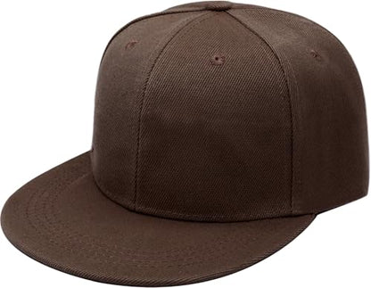 Snapback Hat Flat Bill Visor Hats Adjustable Hip Hop Baseball Cap for Women Men - color: Brown