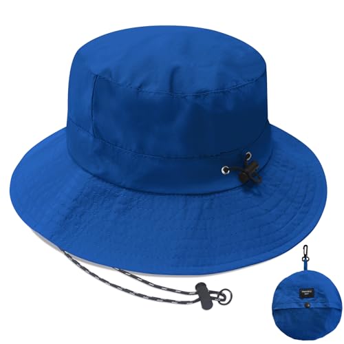 PFFY Waterproof Bucket Hats for Men Women Packable Sun Hat for Outdoors - color: Solid Royalblue