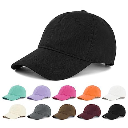 American Trends Women's Cotton Baseball Cap Soft Unstructured Plain Dad Hat - color: Black