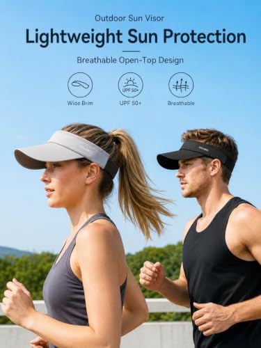 UPF 50+ Wide Brim Sport Sun Visor Hat for Women - color: Light Beige