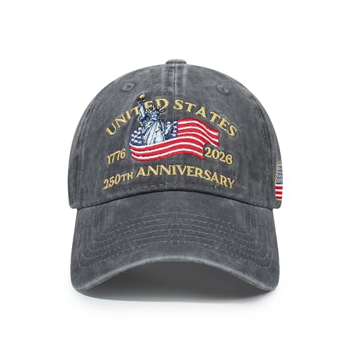 USA 250th Anniversary Baseball Cap Patriotic Embroidered American Hat - color: 2-gray