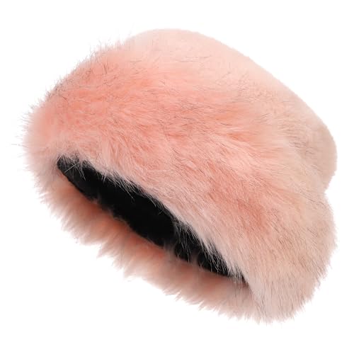 sy soul young Women's Leopard Faux Fur Hats Fluffy Bucket Hat Russian Style - color: Pink