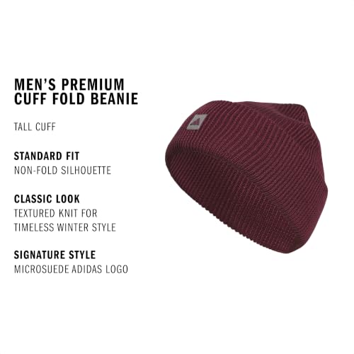 adidas Men's Premium Cuff Fold Beanie - color: Maroon/Grey Four