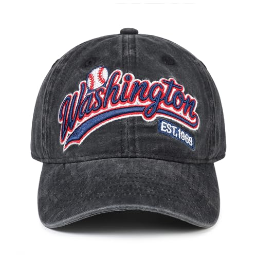 Baseball Cap Unstructured Classic Vintage Embroidered Ball Hat Men Women - color: Washington