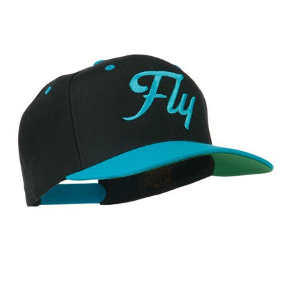 e4Hats.com Fly Embroidered Flat Bill Cap - color: Black Blue Green
