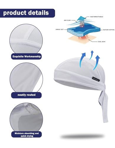 Do Rags Cycling Caps Helmet Liner Doo Rag Motorcycle Bandana Hat Sweat Liner Skull Caps Dew Rags for Men and Women - color: Plain Set-4