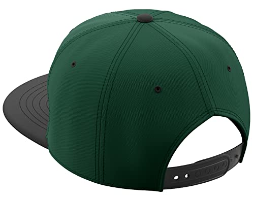 Daxton Classic Snapback St.Patrick Day 3D Lucky Clover Flat Bill Visor Hat - color: Hunter Green Black, style: Clover