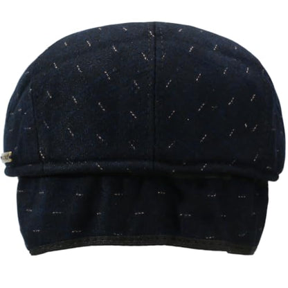 Men's Newsboy Cap with Earflaps Flat Ivy Caps Gatsby Golf Cabbie Hats - color: Dark Blue Spot
