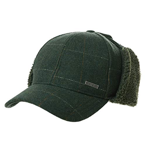 TOP-EX Oversized XL/XXL Unisex Wool Blend Winter Trapper Hat Baseball Cap Fleece Earflaps Fleece Lined - color: Armygreen(fleece), size: Medium