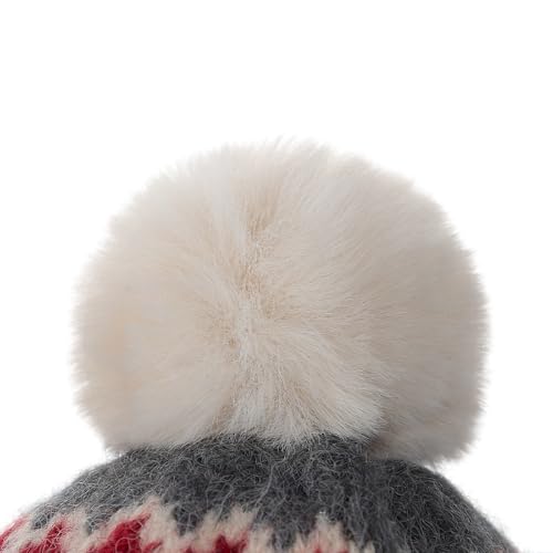 Women Winter Warm Knit Beanie Earflap Hat with Pompom Plush Lined Russian Ushanka Trapper Hat Thermal Windproof Ski Snow Cap - color: Red