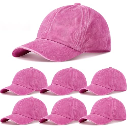 Geyoga 7 Pcs Vintage Baseball Hats - color: Rose Red, size: One Size
