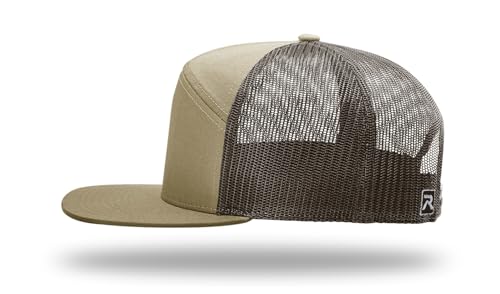 Richardson 168 168P Hat 7-Panel Trucker Cap Hi-Pro Snapback Cap Camo Hat Adjustable Baseball Hat Blank Hat Bulk Hats - color: Pale Khaki/Brown