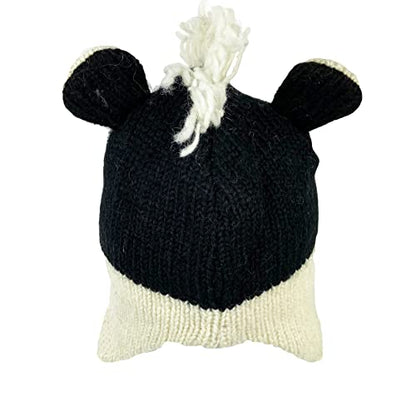 Agan Traders Animal Hat Cap Wool Fleece Lined Trapper Beanie Multi-Functional Set Girls Boys Adult - color: Skunk