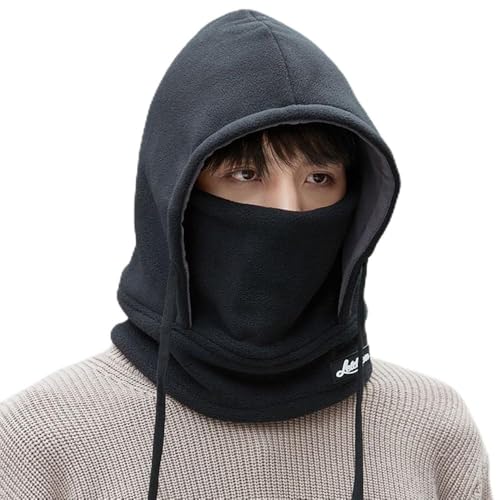 Winter Fleece Ski Mask for Men Women Balaclava Face Mask Windproof Thermal Hood Winter Full Face Neck Cover Warmer - color: Black White Logo