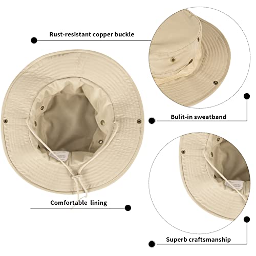 Sun Hats for Men Women Bucket Hat UPF 50+ Boonie Hat Foldable UV Protection Hiking Beach Fishing Summer Safari - color: 1pack-beige