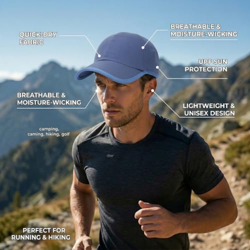 HH HOFNEN Quick Dry Baseball Hat Unstructured Athletic Golf Cap Women Men - color: 1-navy