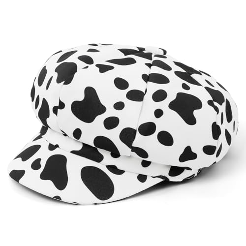 Newsboy Cabbie Baker boy hat Beret Cap for Women Pageboy Visor Paperboy Hat Sailor Fiddler Hat Adjustable - color: White Cow