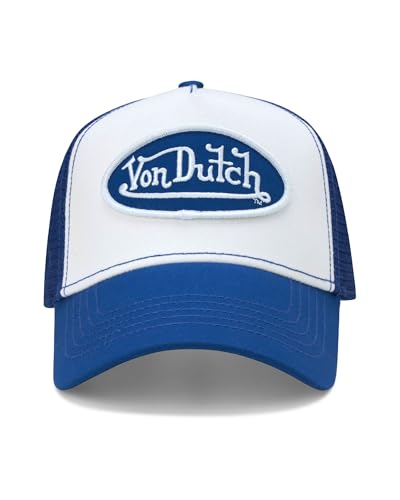 Von Dutch Unisex Trucker Hat, Colorblock, Mesh Back, Curved Bill, Snapback - color: Blue
