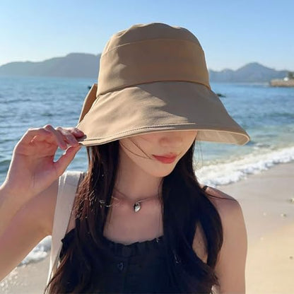 Gogobear Womens Sun Hats Summer UPF 50+ Wide Brim Beach Sun Hat - color: Khaki
