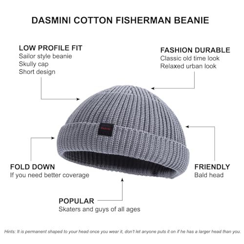 Fisherman Beanie Hats for Men Women,Knit Trawler Skull Cap,Watch Cap,Spring Fall Winter Warm Short Hats - color: (Cotton)-ultimate Gray-m