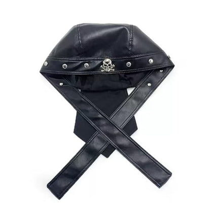 Leather Biker Skull Cap for Women Adjustable Skull Motorcycle Hat with Snug Fit, Stylish Biker Head Wrap & Riding Cap - color: Skull