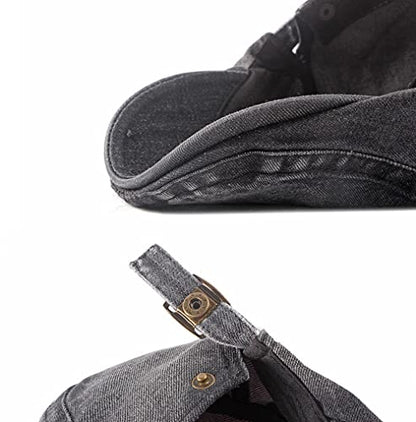 2 Pack Mens Denim Cotton Newsboy Cap Ivy Gatsby Driving Hunting Cabbie Hats - color: 2 Pack-g