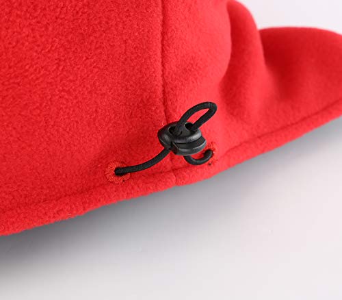Home Prefer Mens Womens Warm Fleece Beanie Earflap Winter Hat Outdoor Winter Cap - color: Red