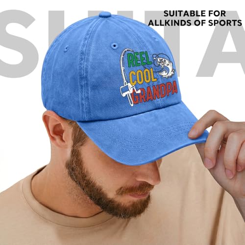 Fishing Adjustable Cotton Baseball Cap, Funny Trucker Hat Gift for Men Women Grandpa Dad Fishing Lover Fisherman - color: Sky Blue