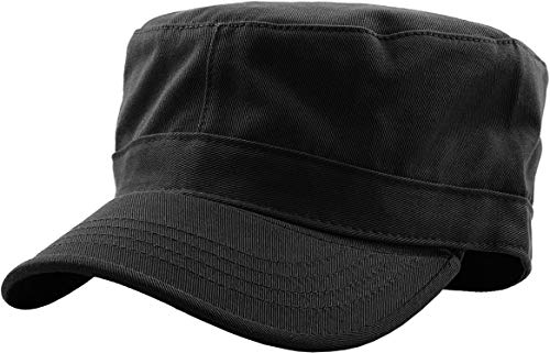 KBETHOS Cadet Army Cap Basic Everyday Military Style Hat (Now with STASH Pocket Version Available) - color: Black Daily Cadet, size: Large