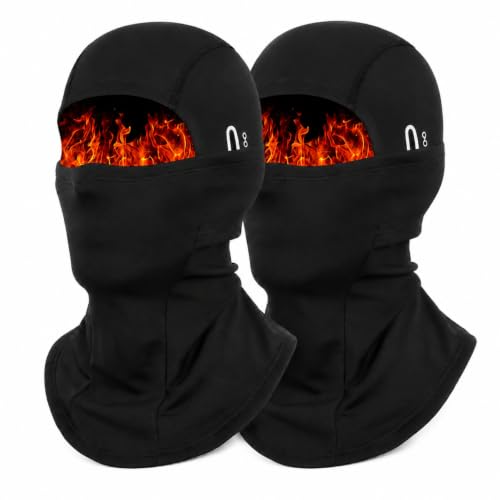 Balaclava Ski Mask, Warm Fleece Face Cover for Winter Cycling - color: Black&black