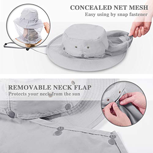 Palmyth Head Net Hat, Sun Hat Safari Hat - color: Grey