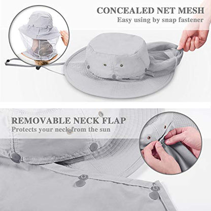 Palmyth Head Net Hat, Sun Hat Safari Hat - color: Grey