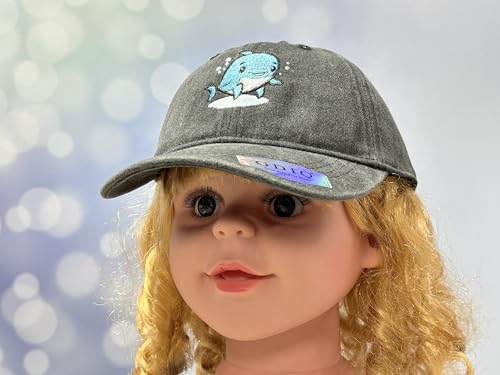 Adjustable Embroidery Animal Baseball Hat for Kid Toddler Child - color: Dolphin (Washed Black)