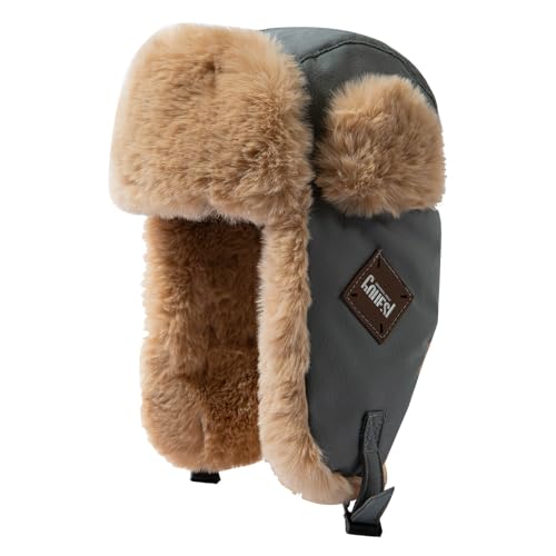 Croogo Faux Fur Trapper Hats with Ear Flaps Aviator Hat for Cold Weather Outdoor Ski Cap Black Ushanka Hat for Men Women - color: Pl2406-gray