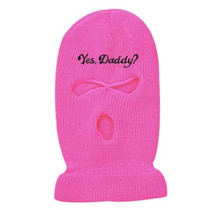 3 Hole Ski Mask Yes Daddy Balaclava Winter Full Face Cover Knit Beanie Spring Breakers Ski Mask for Men and Woman Sexy - color: Red