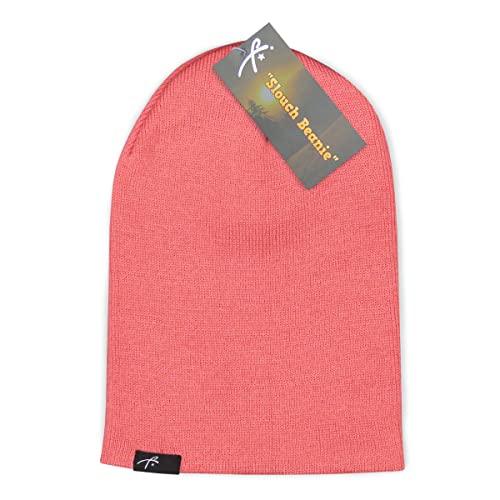 Grace Folly Slouchy Beanie for Men & Women, Cuffed Acrylic Knit Winter Hat - color: Pink