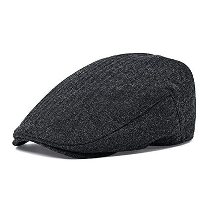 STARANCE Men Wool Blend Newsboy Cap Flat Hat - color: Dark Gray, size: 7 3/4