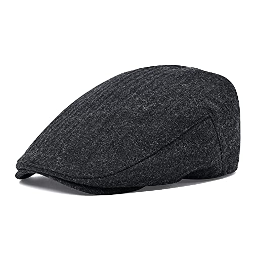 STARANCE Men Wool Blend Newsboy Cap Flat Hat - color: Dark Gray, size: 7 3/4