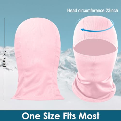 Achiou Ski Mask for Men and Women, Lightweight UV Balaclava Face Cover - color: New Pink