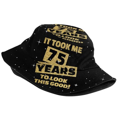 Bucket Hat Funny Duck Fisherman Hat Travel Beach Sun Hat Outdoor Cap for Men Women Adults - color: 75th Birthday