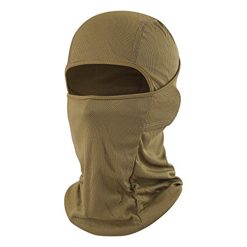 Balaclava Face Mask Adjustable Windproof UV Protection Hood - color: Brown