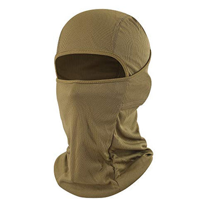 Balaclava Face Mask Adjustable Windproof UV Protection Hood - color: Brown