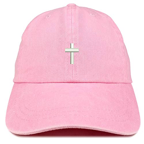 Trendy Apparel Shop Cross Embroidered Washed Cotton Adjustable Cap - color: Pink